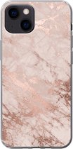 Geschikt voor iPhone 13 mini hoesje - Marmer print - Roze - Luxe - Marmer printlook - Glitter - Design - Siliconen Telefoonhoesje