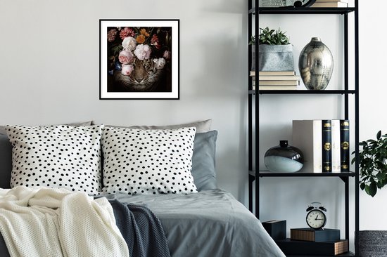 Cadre photo avec affiche - Fleurs - Jan Davidsz de Heem - Tigre - Peinture - Nature morte - Maîtres anciens - 40x40 cm - Cadre pour affiche