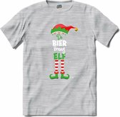 Foute kersttrui - Bier breng kerstelf - T-Shirt - Heren - Donker Grijs - Gemêleerd - Maat M