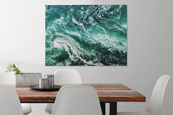 Canvas schilderij 80x60 cm - Wanddecoratie Oceaan - Water - Zee - Luxe - Groen - Turquoise - Muurdecoratie woonkamer - Slaapkamer decoratie - Kamer accessoires - Schilderijen op canvas