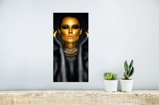 Affiche Femme - Portrait - Or - Luxe - Zwart - 20x40 cm