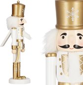 Noël Casse-Noisette Noël | Soldat en bois | Décorations de Noël | Or / Blanc | 30 cm