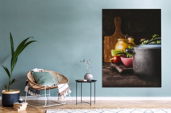 Tableau sur toile Rustique - Nature Morte - Pan - Légume - 120x160 cm - Décoration murale XXL