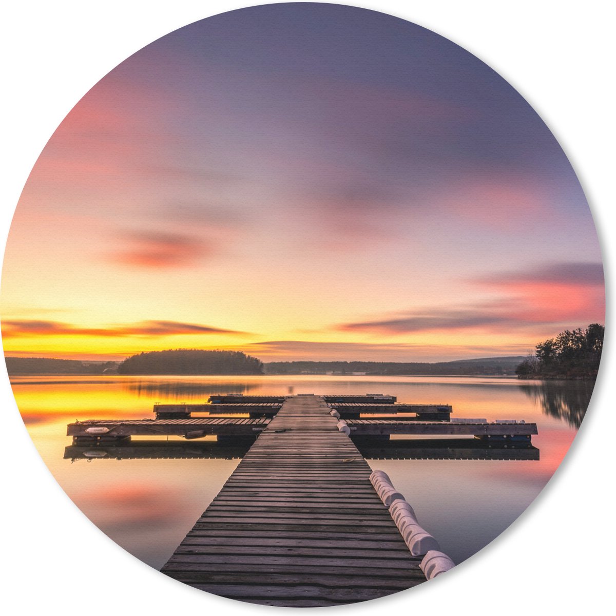 Muismat rond 30x30 cm - Mousepad Steiger - Zonsondergang - Water - Zee - Reflectie - Ronde muismatten