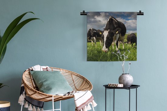 Tapisserie - Tissu mural - Vaches - Animaux - Herbe - Pâturage - Ferme - 60x60 cm - Tapisserie