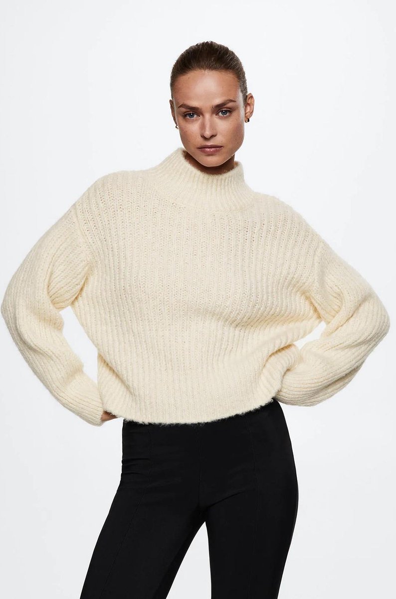 SAOL 100% Merino wol Ierse visser gebreide trechterhals dames