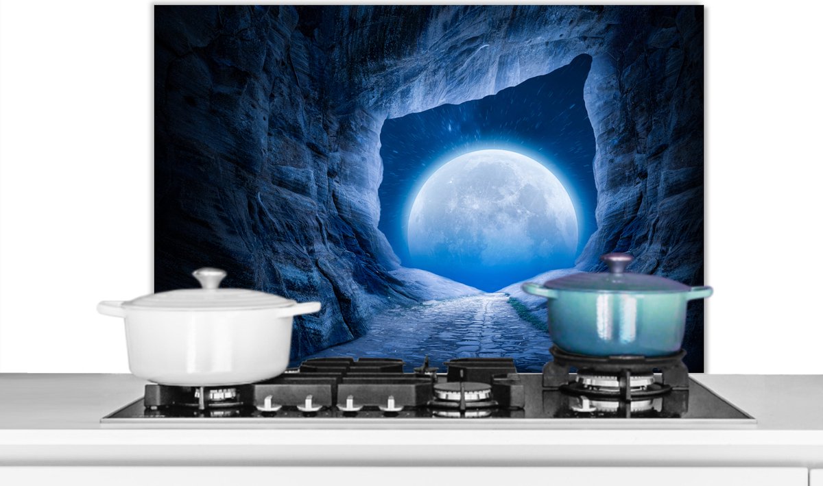 KitchenYeah Spatwand Spatscherm keuken Maan Ruimte Meteoriet Asteroïde Spatscherm 80x55 cm Keuken achterwand Keuken Spatscherm gasfornuis