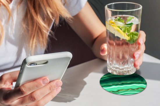 Sous-verres de verres - Rond - Or - Agate - Luxe - 10x10 cm - Dessous de verre - 6 pièces