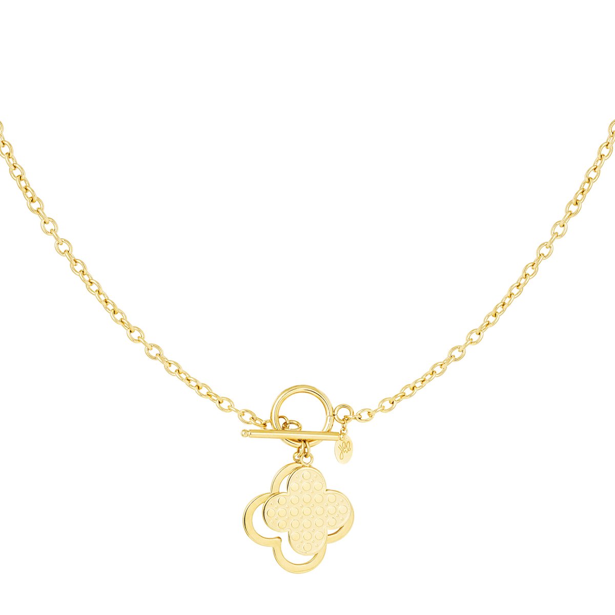 Bijoutheek Collier Schakel Ketting Twee Klavers Gold