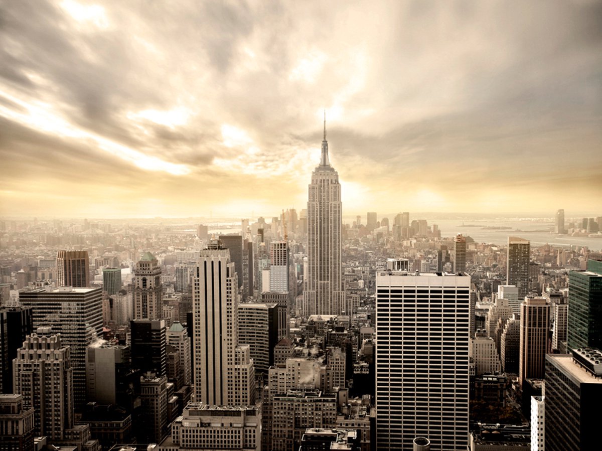 Fotobehang - New York - Manhattan bij zonsopgang.