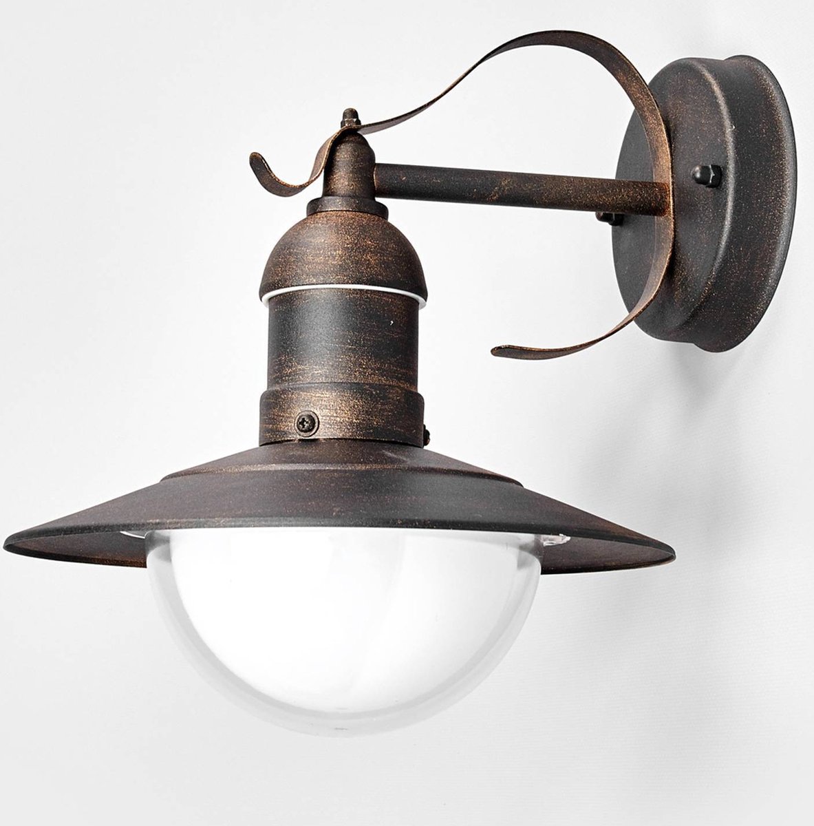 Lindby LED wandlamp buiten 1licht roestvrij staal polycarbonaat H: 27 cm antiek koper transparant Inclusief lichtbron