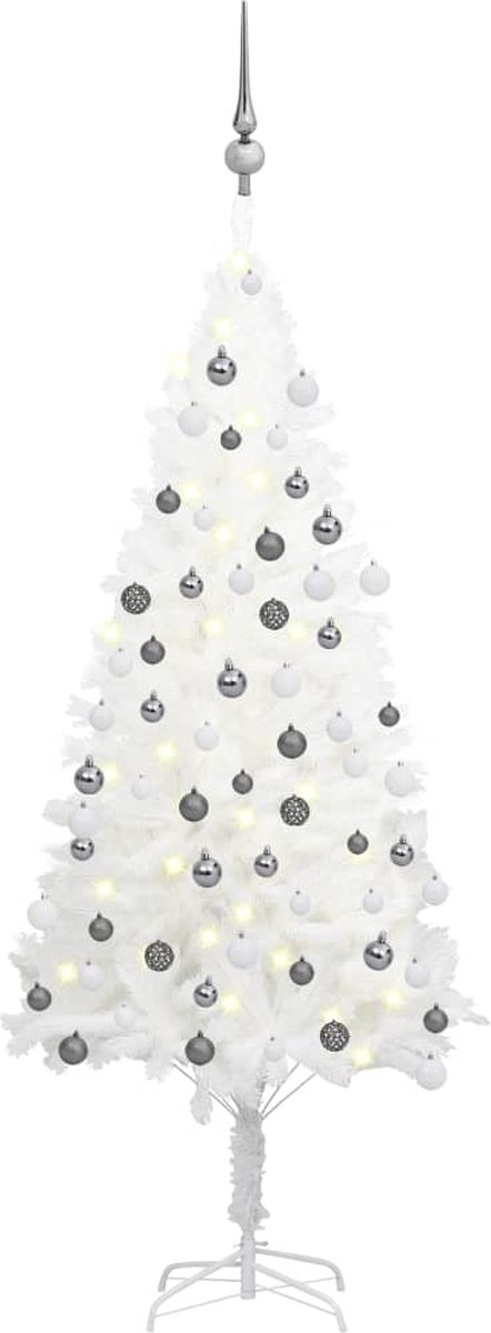 Prolenta Premium - Kunstkerstboom met LED's en kerstballen 120 cm wit