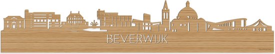 Skyline Beverwijk Bamboe hout - 100 cm - Woondecoratie - Wanddecoratie - Meer steden beschikbaar - Woonkamer idee - City Art - Steden kunst - Cadeau voor hem - Cadeau voor haar - Jubileum - Trouwerij - WoodWideCities