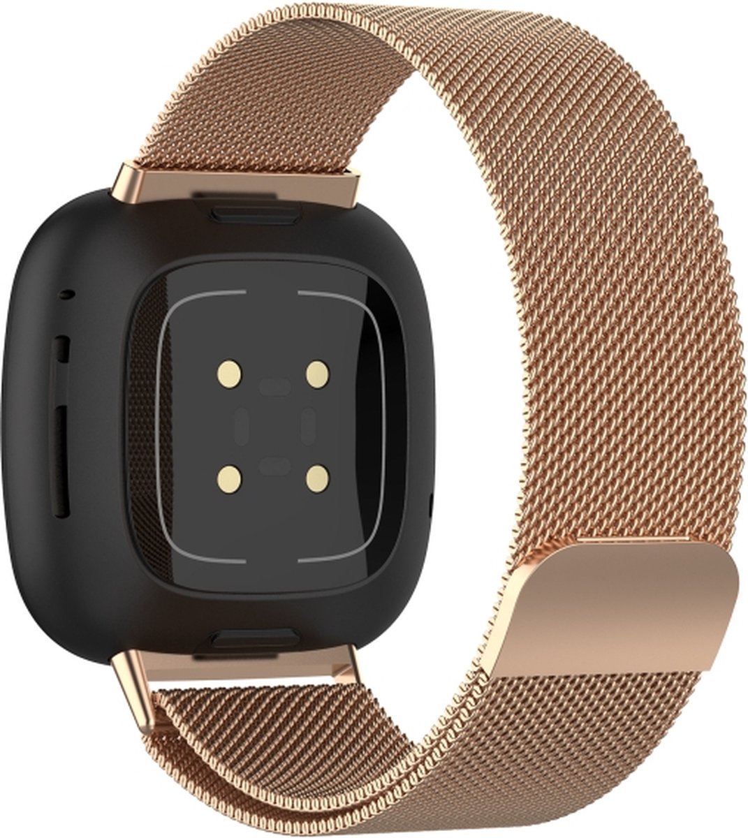 Milanees bandje - geschikt voor Fitbit Versa 3, Versa 4 / Sense - M/L - rosegoud