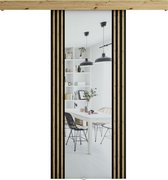 InspireMe - Schuifdeursysteem met rail en spiegel - 90x204cm - ZEBRA II - Zwart + Artisan Eik