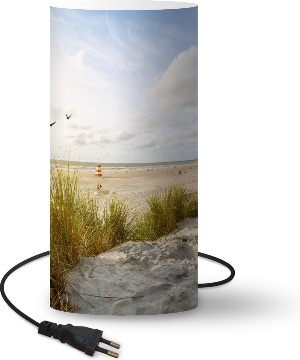 Lamp - Nachtlampje - Tafellamp slaapkamer - Strand - Zee - Vogels - 54 cm hoog - Ø24.8 cm - Inclusief LED lamp