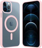 ShieldCase geschikt voor Apple iPhone 12 / 12 Pro Magneet hoesje transparant gekleurde rand - roze