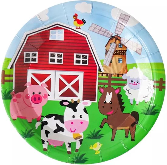Boerderij Feest Servies Set, 71 Stks Roze Boerderij Dieren Thema Verjaardagsfeest Benodigdheden, Roze Boerderij Papier Party Borden Cups en Servetten Rietjes, Dier Verjaardagsfeestje Servies