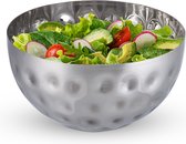 Relaxdays saladeschaal zilver - saladekom rvs - deco schaal - serveerkom - metalen schaal - M