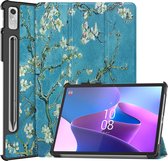 Tablet hoes geschikt voor Lenovo Tab P11 Pro 2nd Gen - Tri-fold hoes met auto/wake functie - 11.2 inch - Witte Bloesem