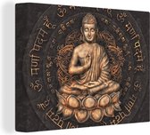 Canvas schilderij Boeddha beeld 40x30 - Kamer decoratie accessoires - Buddha schilderijen woonkamer - Wanddecoratie slaapkamer - Wall decoration - Muurdecoratie keuken - Wanddoek interieur binnen - Woondecoratie huis - Woonaccessoires