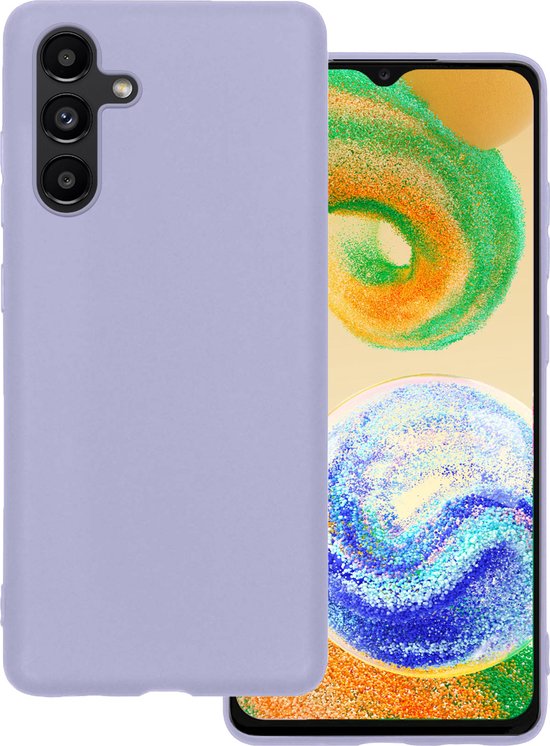 Hoes Geschikt voor Samsung A04s Hoesje Siliconen Back Cover Case - Hoesje Geschikt voor Samsung Galaxy A04s Hoes Cover Hoesje - Lila