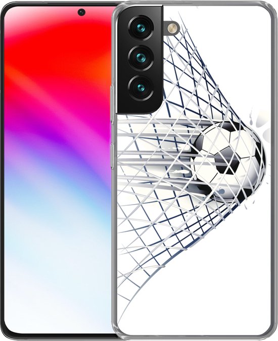 Coque Samsung Galaxy S22 - Une illustration d'un ballon de football entrant dans le but - Garçons - Filles - Kids - Coque de téléphone en Siliconen