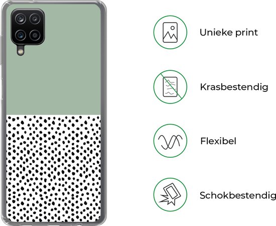 Coque Samsung Galaxy A12 - Pois - Vert - Zwart - Siliconen