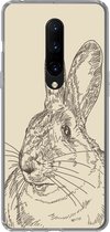 Geschikt voor OnePlus 7 Pro hoesje - Vintage illustratie van een konijn - Siliconen Telefoonhoesje