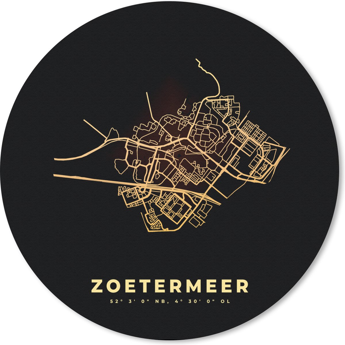 Muismat - Mousepad - Rond - Zoetermeer - Kaart - Plattegrond - Stadskaart - 40x40 cm - Ronde muismat