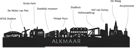 Skyline Alkmaar Noyer - 120 cm - Décoration design - Décoration murale - WoodWideCities