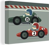 Illustration pour enfants avec des voitures de course sur la piste toile 2cm 40x30 cm - petit - Tirage photo sur toile (Décoration murale salon / chambre)