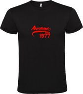 Zwart T-Shirt met “Awesome sinds 1977 “ Afbeelding Rood Size XXXXL
