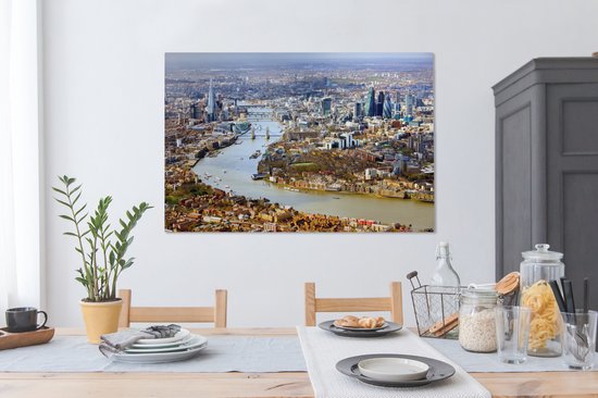 Vue aérienne de Londres en toile 120x80 cm - impression photo sur toile peinture Décoration murale salon / chambre à coucher) / Villes Peintures Toile