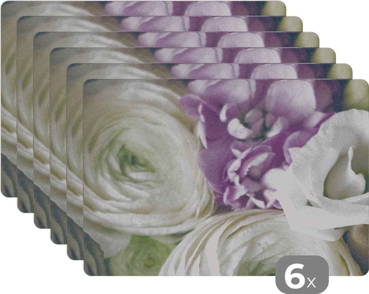 Placemat - Bloemen - Rozen - Design - Onderleggers placemat - Placemats - Tafel - 45x30 cm - 6 stuks