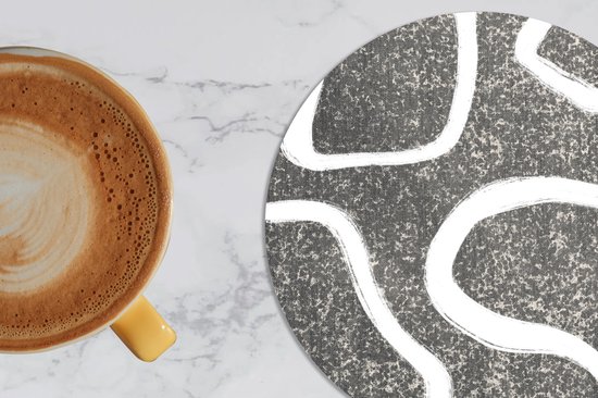 Sous-verres pour verres - Rond - Abstrait - Minimalisme - Design - 10x10 cm - Sous-verres en verre - 6 pièces