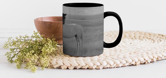 Mug Magique - Photo sur Mugs Chauffants - Mug à Café - Paarden - Animaux - Portrait - Zwart et Blanc - Campagne - Mug Magic - Tasse - 350 ML - Mug à Thé