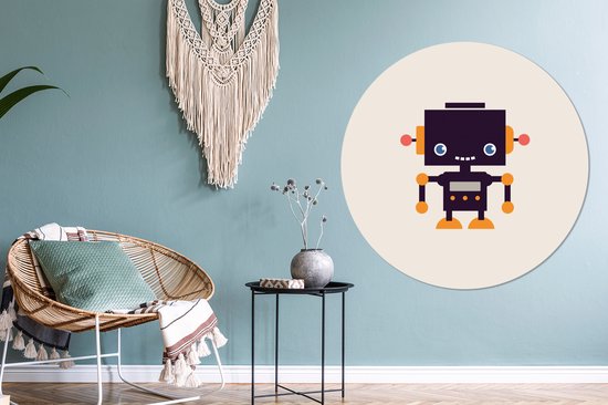 Cercle mural chambre d'enfant - Robot - Beige - Antenne - Décoration murale chambres d'enfants - Décoration murale - Cercle mural - 150x150 cm