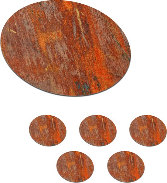 Onderzetters voor glazen - Rond - Rood - Oranje - Blauw - 10x10 cm - Glasonderzetters - 6 stuks