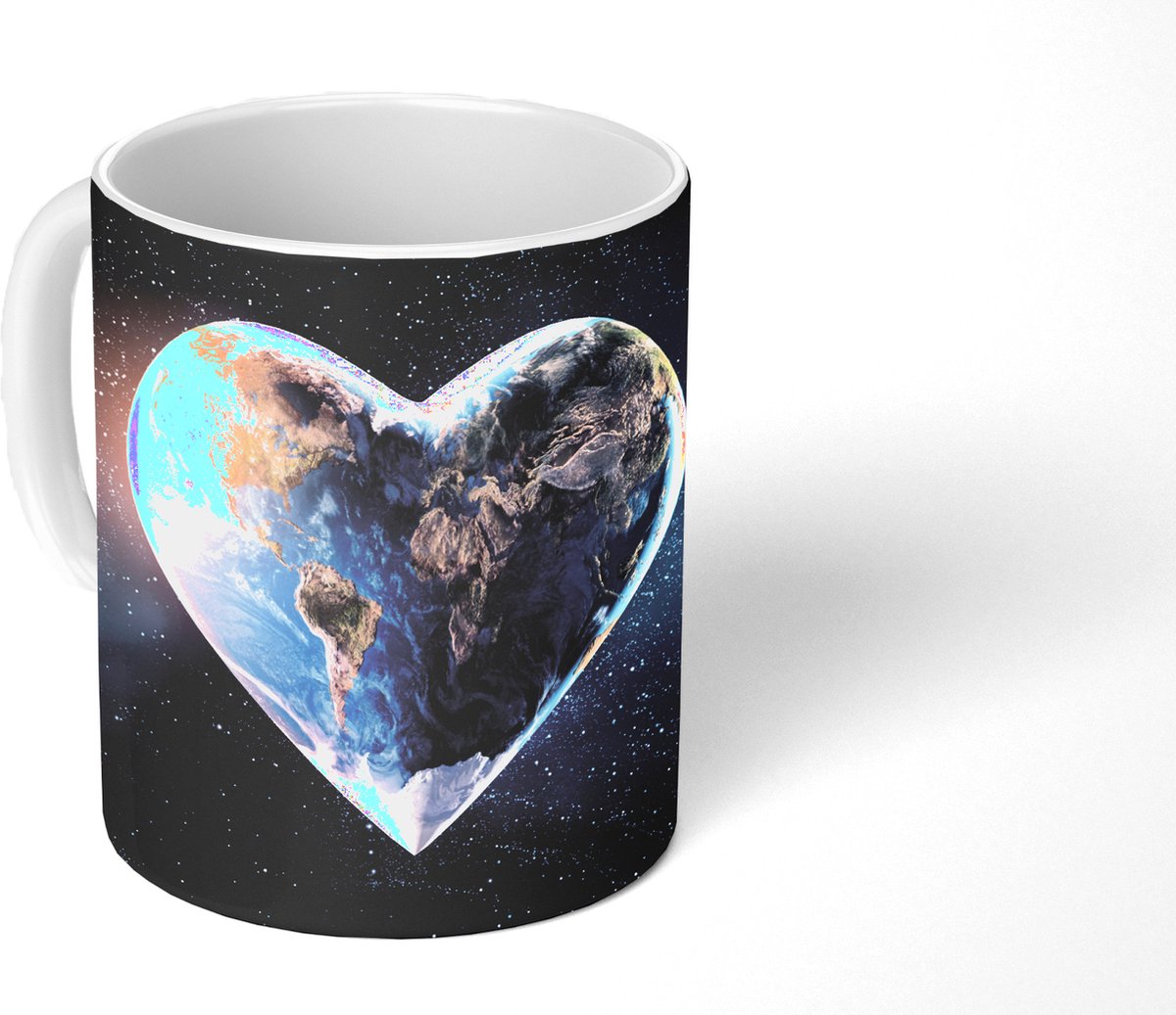 Mok - Koffiemok - Wereldbol - Hart - Ruimte - Mokken - 350 ML - Beker - Koffiemokken - Theemok