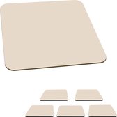 Onderzetters - Beige - Vierkant - Interieur - Effen - Onderzetters voor glazen - 10x10 cm - Onderlegger - Eetkamer - Keuken accessoires set - 6 stuks