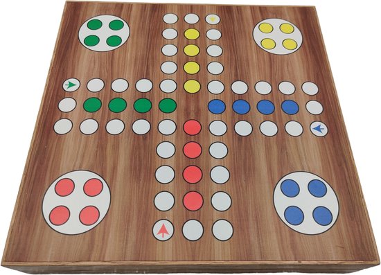Thumbnail van een extra afbeelding van het spel 5 in 1 spellendoos - Houten kist met magnetische sluiting - Inclusief Schaken - Checkers - Backgammon - Mens erger je niet - Molenspel - maat 32cm