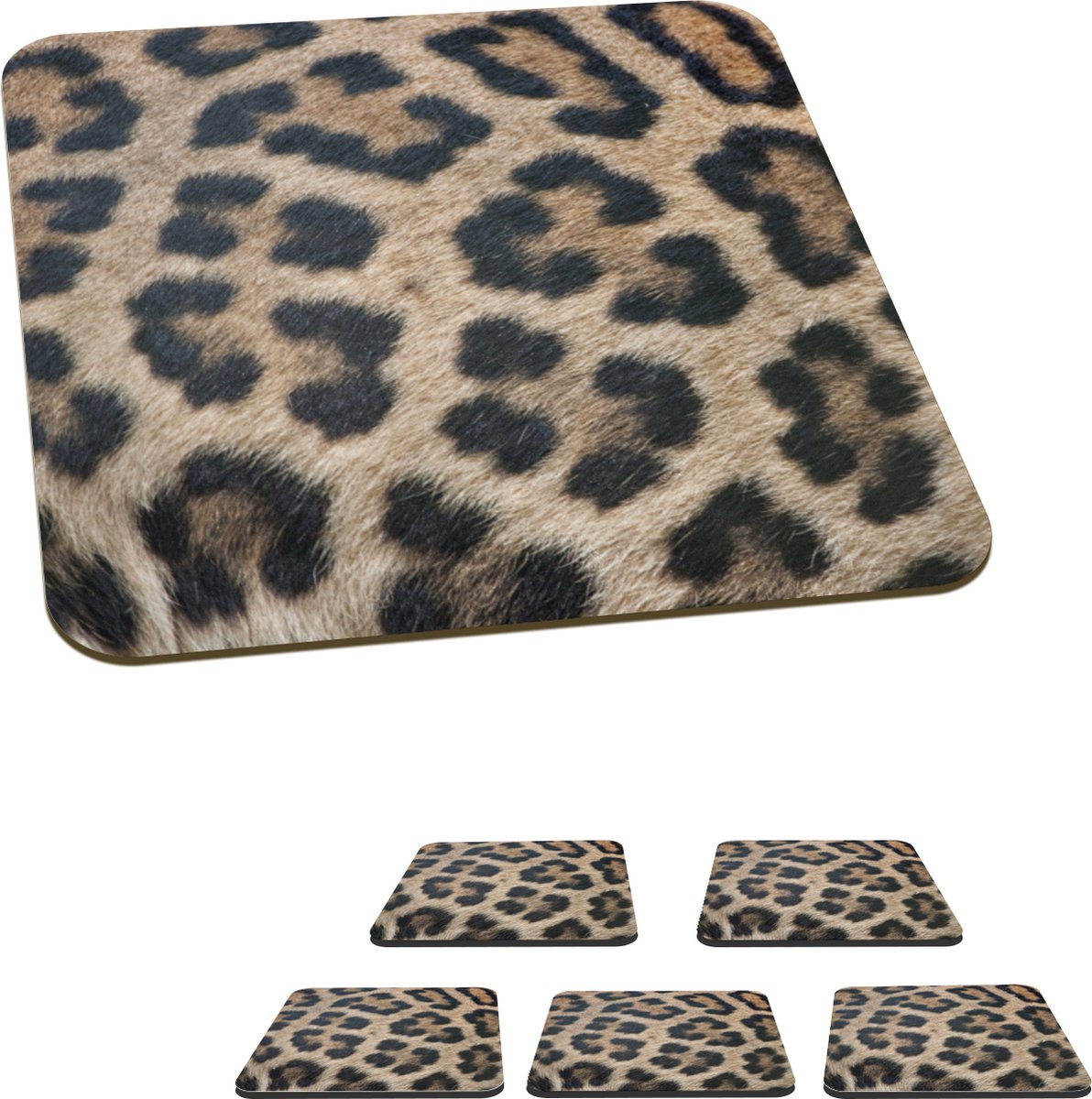 Onderzetters voor glazen - Luipaard print - 10x10 cm - Glasonderzetters - 6 stuks
