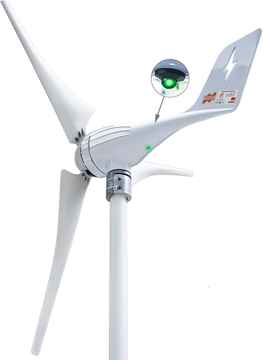 Windmolen 3 verdiepingen kogelgelagerd 1,40 m bitum groen met verlichting zonne-energie, solarverlichting, met extra windmolen achter op het hoofd, geïmpregneerd, kogellagers instelbaar