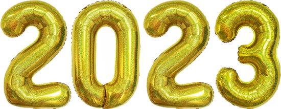 Ballon Cijfer 2023 Oud En Nieuw Versiering Nieuw Jaar Feest Artikelen Gouden Happy New Year Ballonnen Glitter Goud – XL