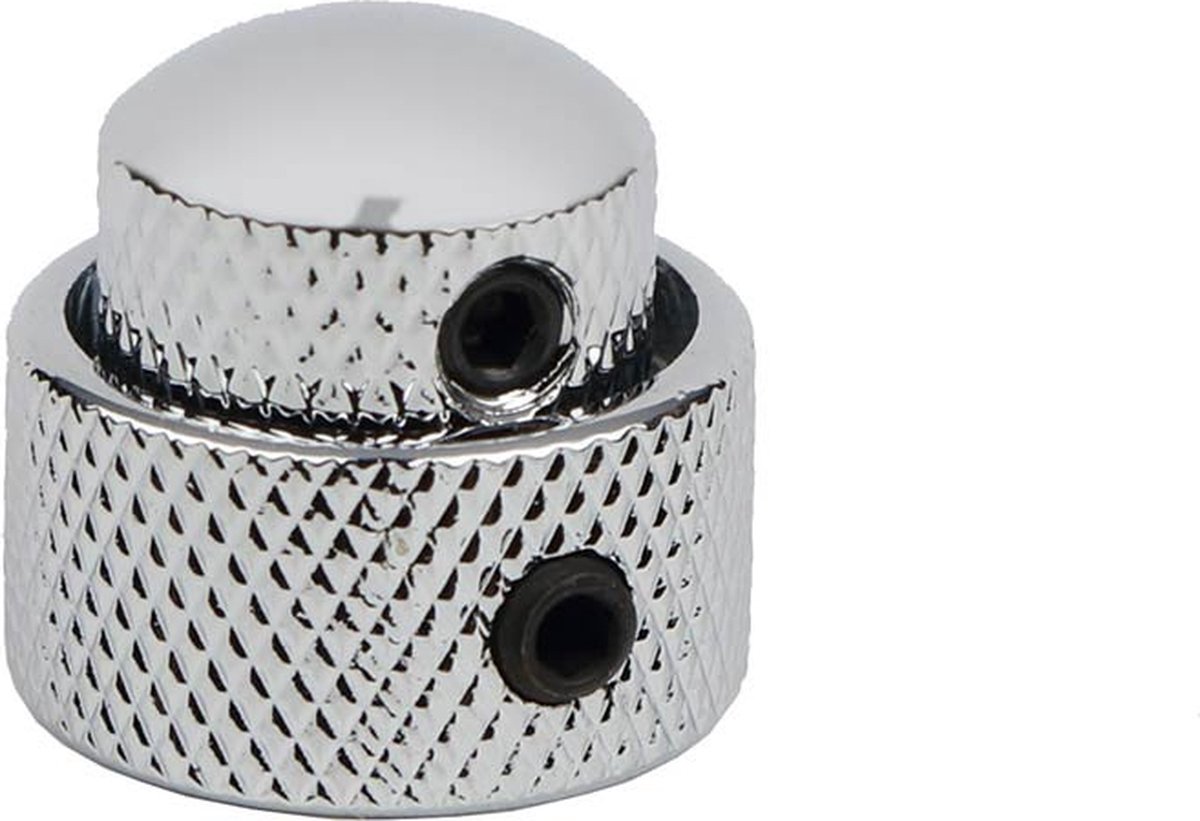 double dome knob, metal, 14x11 + 19x10mm, with set screws allen type, shaft size 3,0 + 6,0, chrome