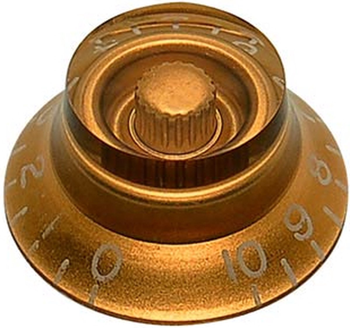 bell knob, lefty, transparent amber