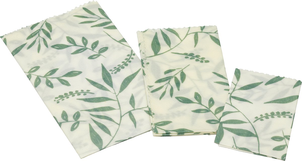 KC Blue Natural Elements Vegan Food Wrap - Herbruikbare Vellen van Vegan Bijenwas Verschillende Afmetingen - Set van 3