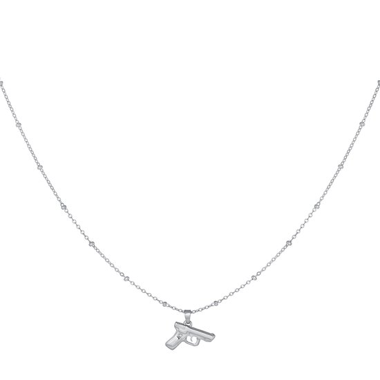 Yehwang - Trendy - Zilverkleurig - Ketting - Necklace - Stainless steel ketting - Dress to Kill - 007 - Pistool