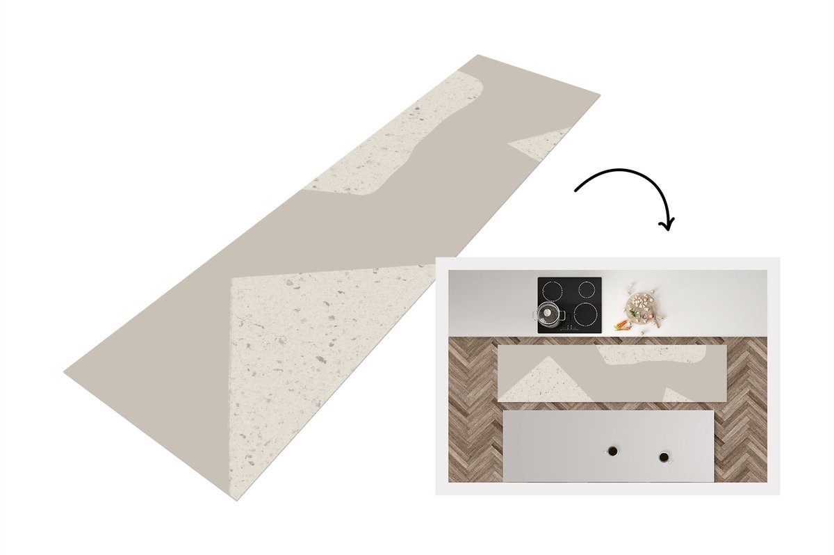 KitchenYeah Keukenloper - Loper keuken - Terrazzo - Abstract - Pastel - Patronen - 200x50 cm - Keukenloper vinyl Multicolor